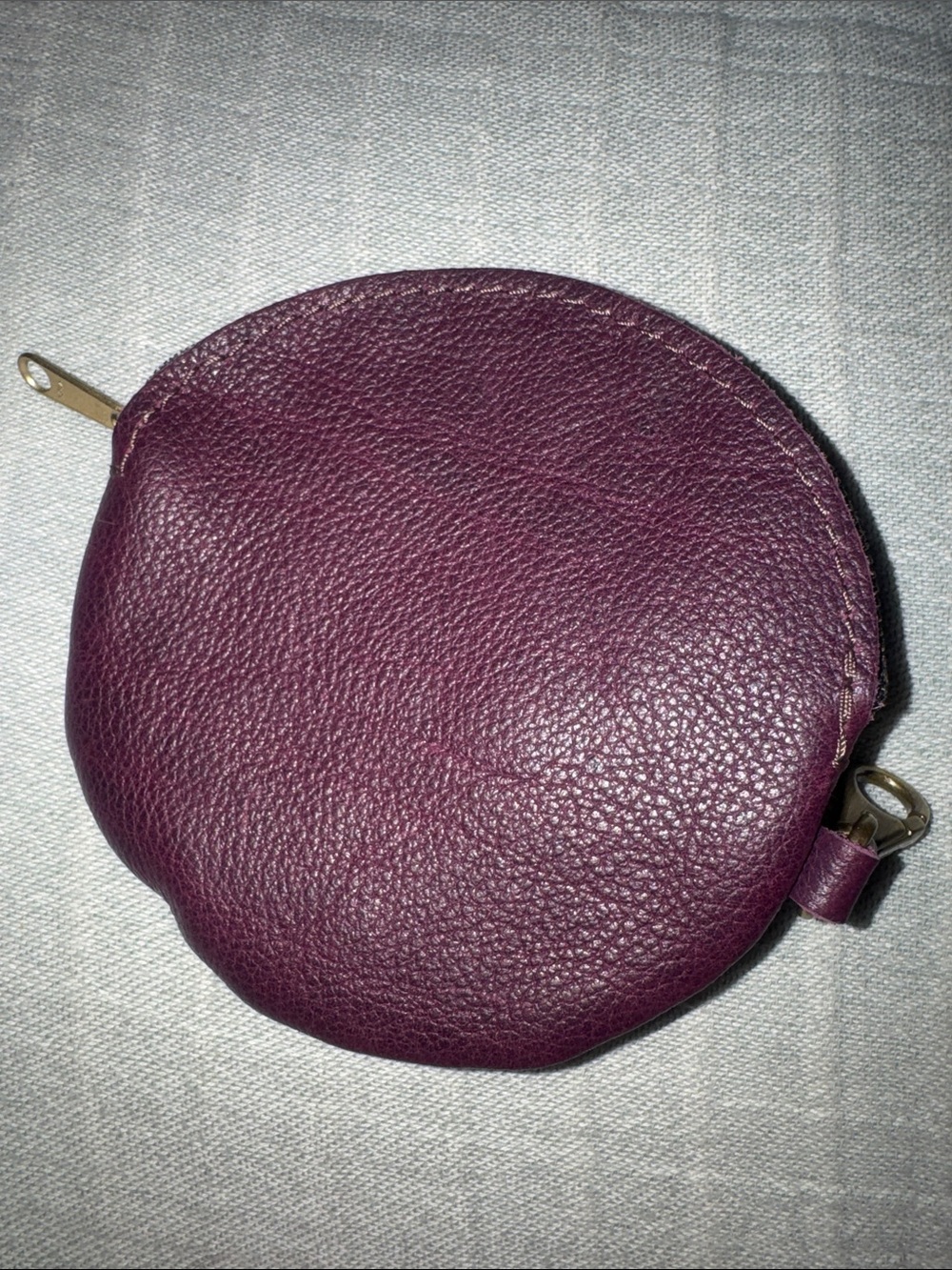 Portland Leather Round Coin Pouch - Plum Purple - Picture 2 of 3